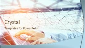  Presentation with keyboard - Colorful PPT layouts enhanced with typist - woman typing on keyboard backdrop and a  colored foreground