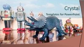  Presentation with robots - Colorful slide set enhanced with tyrannosaurus - styracosaurus and retro robots backdrop and a sky blue colored foreground