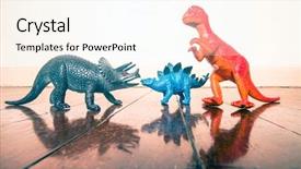  Presentation with dinosaur - Amazing PPT theme having tyrannosaurus - three dinosaur toys backdrop and a cream colored foreground