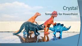 Presentation with floor - Slide deck having tyrannosaurus rex and other dinosaurs background and a sky blue colored foreground