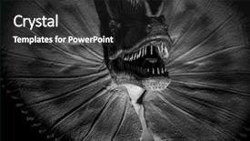  Presentation with dinosaur - Amazing PPT theme having tyrannosaurus rex dinosaur tusks long backdrop and a dark gray colored foreground