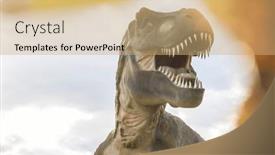  Presentation with dinosaur - Slide set featuring tyrannosaurus-rex-or-t-rex background and a coral colored foreground