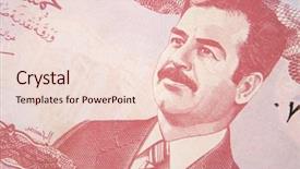  Presentation with leader - Colorful PPT theme enhanced with tyrant - ba'athist era 5 dinar iraqi backdrop and a  colored foreground