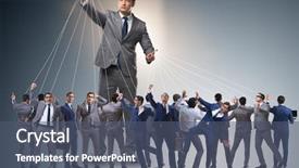  Presentation with staff - PPT layouts having tyrant - boss employee manipulating his staff background and a ocean colored foreground