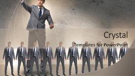  Presentation with staff - PPT theme having tyrant - boss employee manipulating his staff background and a mint green colored foreground