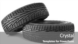  Presentation with car design - Amazing PPT theme having tyre design - car tires on white background backdrop and a gray colored foreground