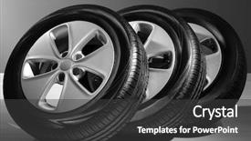  Presentation with car design - Beautiful presentation theme featuring tyre design - car tires with rims indoors backdrop and a dark gray colored foreground