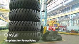  Presentation with tyre - PPT layouts with tyre industry - giant size wheels and tires background and a tawny brown colored foreground