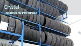  Presentation with car - Beautiful slides featuring tyre industry - shelf of car rubber car backdrop and a ocean colored foreground