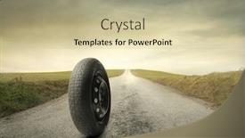  Presentation with tyre - PPT theme consisting of tyre on a countryside road background and a mint green colored foreground