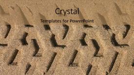  Presentation with tyre - Beautiful presentation design featuring tyre track of a lifeguard beach buggy in sand backdrop and a coral colored foreground