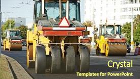  Presentation with asphalt pavement - Beautiful PPT layouts featuring tyred roller compactor at asphalt backdrop and a tawny brown colored foreground