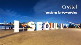  Presentation with square - Slide deck having u - famous riverbank square with i background and a ocean colored foreground