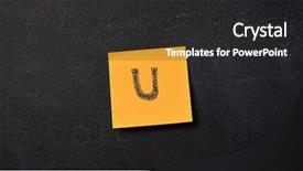  Presentation with teal music note watermark - Amazing slide deck having u - note with letter u backdrop and a dark gray colored foreground