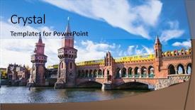  Presentation with train bridge - Presentation design consisting of u - u-bahn train crossing the oberbaum background and a  colored foreground