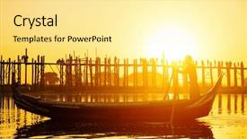  Presentation with bridge - PPT theme enhanced with u bein bridge at sunset background and a blonde colored foreground