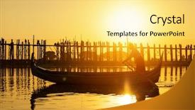  Presentation with secure bridge - Beautiful PPT theme featuring u bein bridge at sunset backdrop and a blonde colored foreground