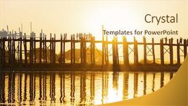  Presentation with sunset - PPT theme enhanced with u bein bridge at sunset background and a  colored foreground