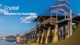  Presentation with free bridge - Amazing PPT layouts having u bein bridge taungthaman lake backdrop and a teal colored foreground