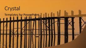  Presentation with rustic bridge pebbles purple butterflies - PPT layouts consisting of u bein bridge taungthaman lake background and a gold colored foreground