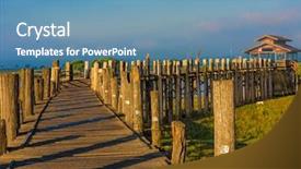  Presentation with free bridge - Theme with u bein bridge taungthaman lake background and a teal colored foreground