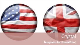  Presentation with flag buttons - Theme featuring u s and british flag background and a coral colored foreground