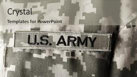  Presentation with army - PPT theme with u s army uniform closeup background and a light gray colored foreground