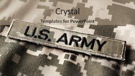  Presentation with army - Presentation having u s army uniform closeup background and a coral colored foreground