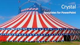  Presentation with circus - Presentation theme consisting of u s flag - circus big top tent background and a teal colored foreground