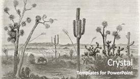  Presentation with old - PPT theme featuring u s history - old illustration of cereus giganteus background and a gray colored foreground