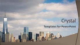  Presentation with history - Beautiful PPT theme featuring u s history - view of lower manhattan nyc backdrop and a light blue colored foreground