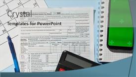  Presentation with income tax - PPT theme having u-s-individual-income-tax background and a light gray colored foreground