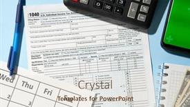  Presentation with tax income - Audience pleasing presentation theme consisting of u-s-individual-income-tax backdrop and a sky blue colored foreground