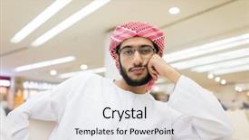  Presentation with arabic - Amazing PPT layouts having uae clothing - arabic young bored man backdrop and a white colored foreground