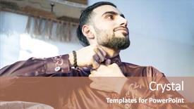  Presentation with arabic music arab man playing - PPT layouts enhanced with uae clothing - arabic young man background and a  colored foreground