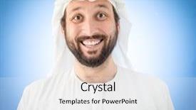  Presentation with college education happy smiling - Presentation design having uae clothing - happy muslim man smiling background and a  colored foreground