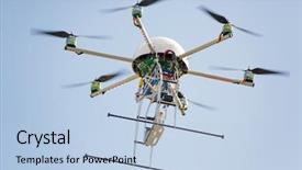  Presentation with drone technology - Presentation theme consisting of uav drone hexarotor flying background and a light blue colored foreground