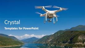  Presentation with uav camera - Beautiful presentation featuring uav-drone-with-digital-camera backdrop and a teal colored foreground