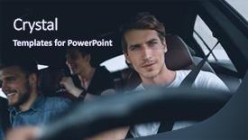  Presentation with road trip - PPT theme enhanced with uber - group of people inside background and a wine colored foreground