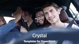  Presentation with road trip - Slide set enhanced with uber - group of people inside background and a ocean colored foreground