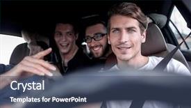  Presentation with road trip - PPT layouts having uber - group of people inside background and a ocean colored foreground