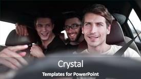  Presentation with road trip - Slides having uber - group of people inside background and a dark gray colored foreground