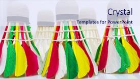  Presentation with close up of judo judo - Colorful presentation theme enhanced with uber - shuttlecocks birdie close-up backdrop and a sky blue colored foreground