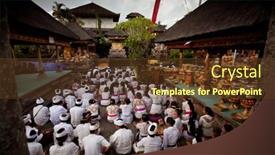  Presentation with ritual - Colorful slides enhanced with ubud-bali-march-18-melasti backdrop and a tawny brown colored foreground