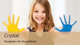  Presentation with yellow color - Audience pleasing presentation theme consisting of ucrania - education school art and happiness backdrop and a coral colored foreground