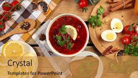  Presentation with russian - Cool new presentation with ucrania - traditional russian and ukrainian borscht backdrop and a gold colored foreground