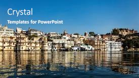  Presentation with city india - Presentation design featuring udaipur-haveli-houses-and-city background and a teal colored foreground