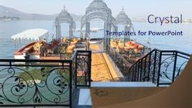  Presentation with lake dock - Presentation theme with udaipur-india-january-13-2017 background and a sky blue colored foreground