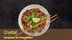  Presentation with noodles - Colorful slide set enhanced with udon noodles tofu asian food backdrop and a tawny brown colored foreground