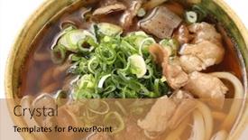  Presentation with japanese food - Theme with udon-noodles-with-beef-tendon background and a coral colored foreground